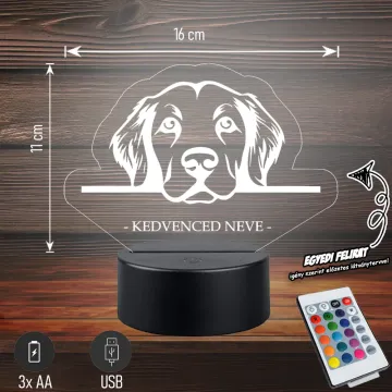 Labrador - 3D LED LÁMPA - Egyedi felirattal
